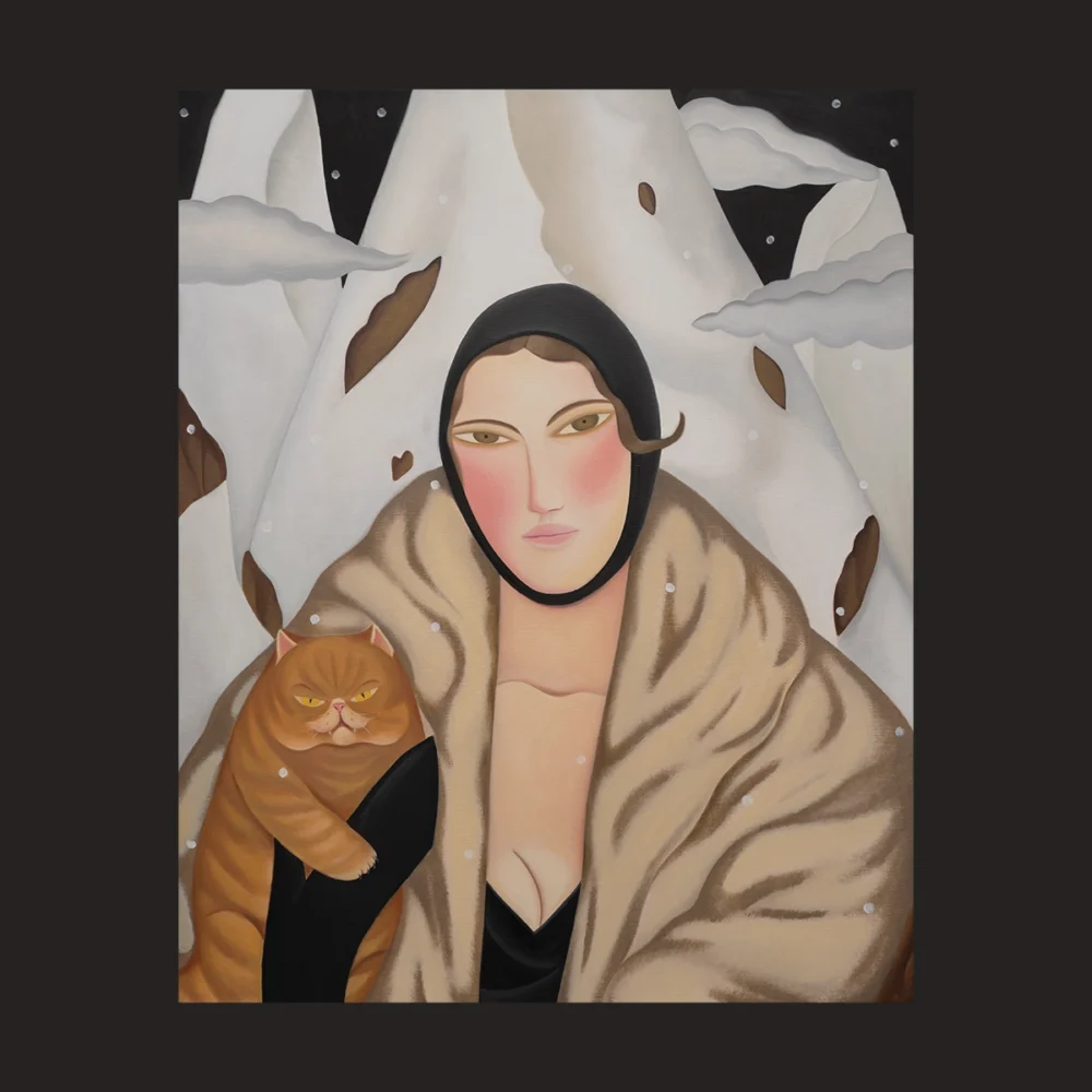 Lady in the mountains with ginger cat - Image 3