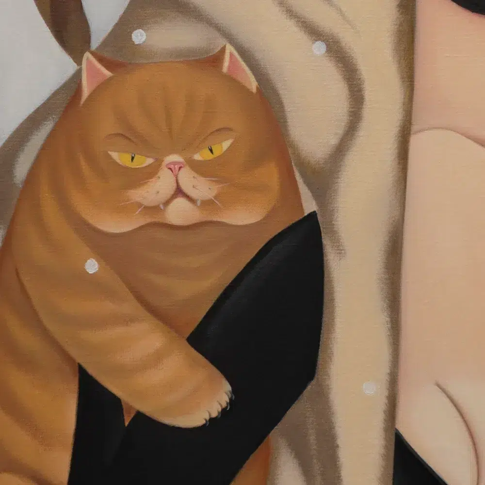 Lady in the mountains with ginger cat - Image 4