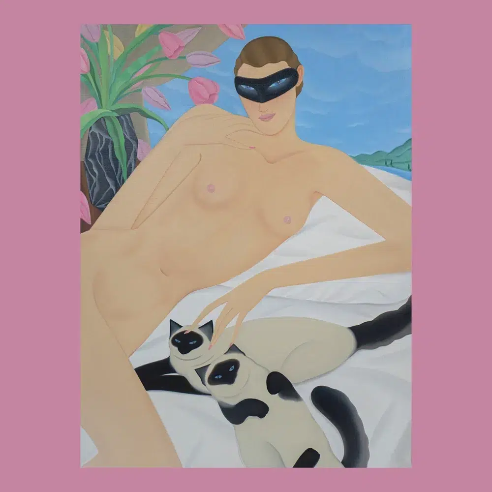 Lady with siamese cats - Image 3