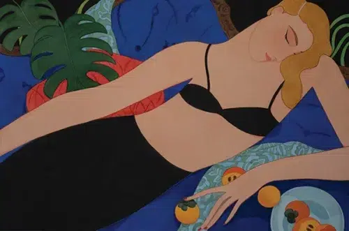 Lady with persimmons